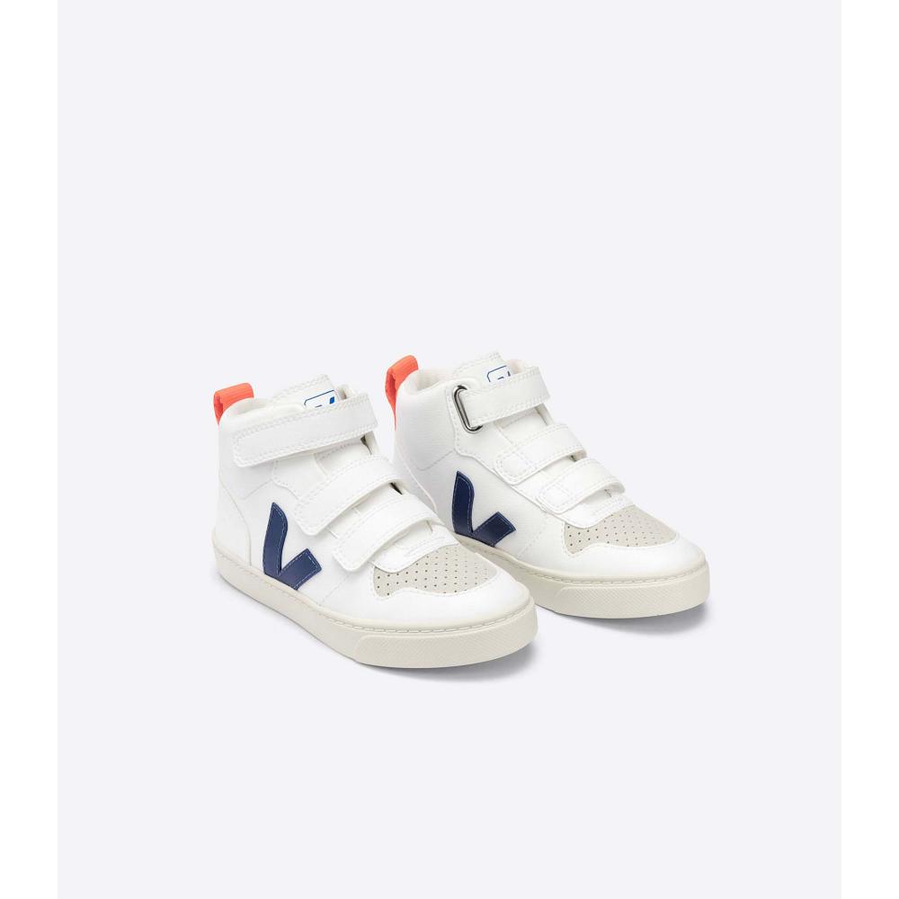 Veja V-10 MID CWL Kids' Shoes White/Blue/Orange | NZ 796VRW